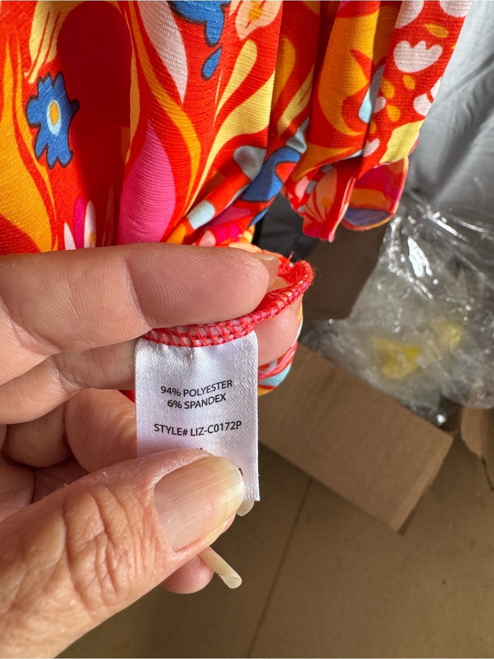 Dear Scarlett Plus size Orange Floral Tunic with Pink, Yellow & Blue Accents - Picture 5 of 5